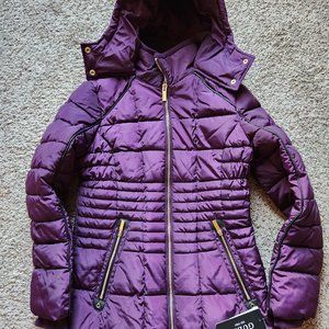 Guess purple hooded coat small